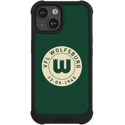 Nivocase Hülle für Apple iPhone 15 Stossfeste Handyhülle NIVOmax Case Schwarz Offizielles Lizenzprodukt VfL (Apple iPhone 15), Smartphone Hülle, Schwarz