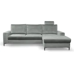 ECKSOFA GRIFO R-S Grau Velours-Stoff mit Schlaffunktion