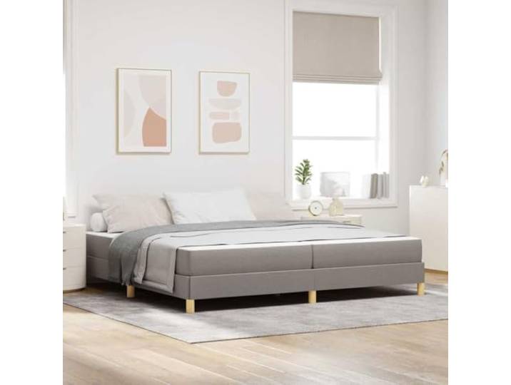 RJPLMFV Boxspringbett mit Matratze, Taupe, 200 x 200 cm, Stoff Taschenfedern, mittlere Festigkeit, schwarze Füße, langlebig, modernes Design für modernes Schlafzimmer