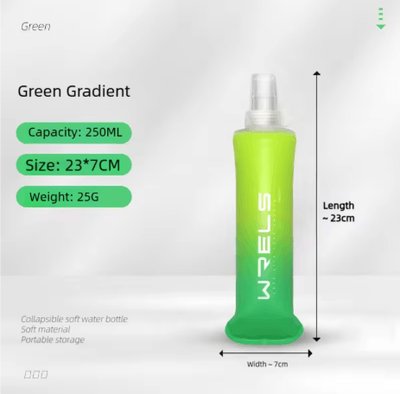 Inspire Picks TPU Folding Soft Flask High Flow Portable Sports Water Bottle For Running Hiking And Cycling 250 Ml Green