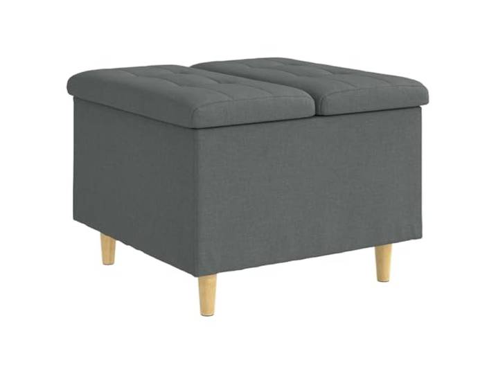 Ottomane mit Stauraum Dunkelgrau 60 x 60 x 45 cm Stoff Gepolstert,gesteppt,Postbeine Holzwerkstoff braun,Innenbereich,Stoff dunkelgrau,versteckter Stauraum