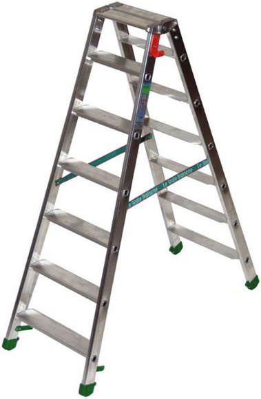 Facal Dupla D-6, 2x7 gradini, 1.54 m - Scala doppia in alluminio - Altezza stimata operativa 2.79 m