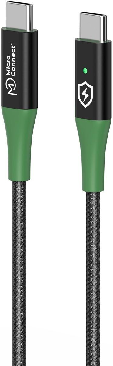 MicroConnect Smart Charge USB-C to USB-C Cable 60W 1m - Black/Green