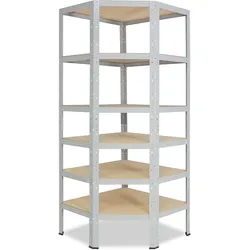 shelfplaza OFFICE 230x80x50 cm Eckregal in lichtgrau mit 6 Böden und 145 kg Traglast pro Boden