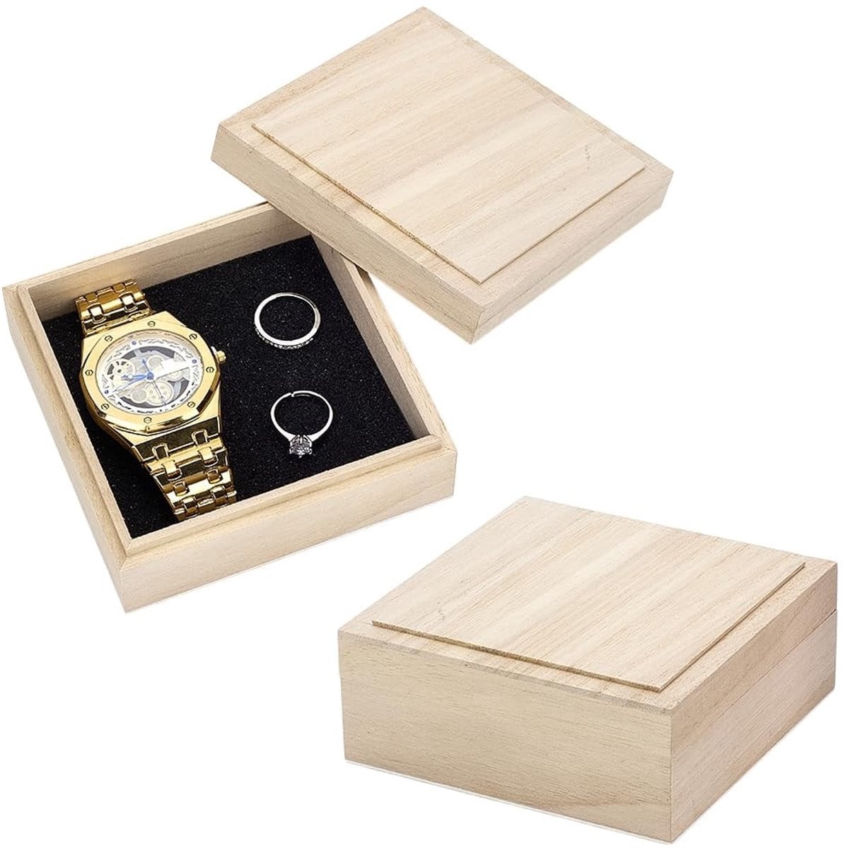 Dailygoods Opbergdozen 2 stuks - Houten dozen met deksel - Antiek wit