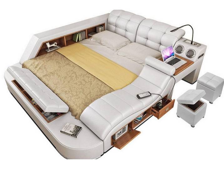 JVmoebel Multimediabett Chesterfield Doppelbett im Luxus Design mit Multifunktionalität (1-tlg., 1x Bett ohne Couchtisch), Made in Europa