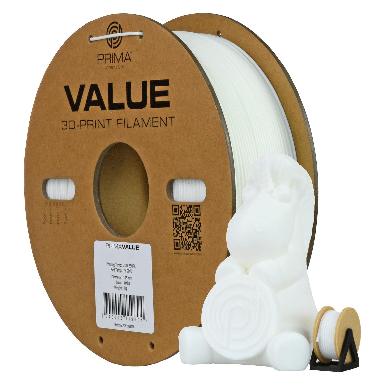 Prima Creator PrimaValue ABS -filamentti 3D -tulostimeen,, valkoinen (ABS, 1320 g, 1.75 mm) (30230-12785)