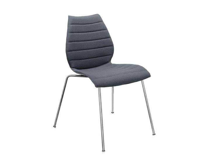 KARTELL set de 2 chaises MAUI SOFT TREVIRA (Gris - Tissu Trevira / Structure en acier chromé)