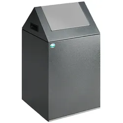 PROREGAL Selbstlöschender Wertstoffsammler spitz | 43 Liter, HxBxT 60x32x32cm | Verzinkter Stahl | Grau-Silber | Mülleimer Abfalleimer Müllkorb