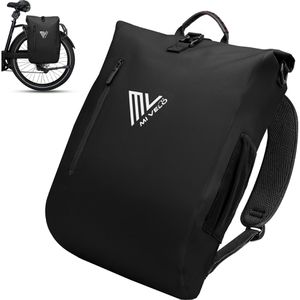 Mivelo Gepäckträgertasche Primus, schwarz, 20 Liter, Rucksacktasche & Laptopfach, wasserdicht, reflektierend