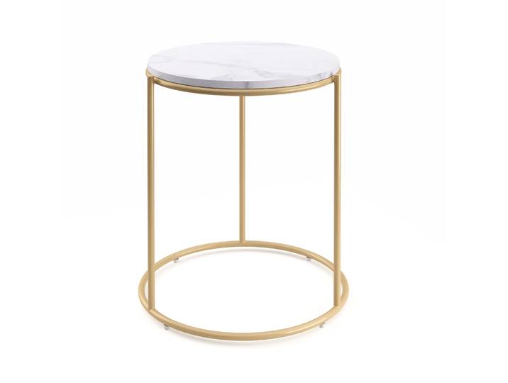 Beistelltisch ELMA rund 40 x 50 cm weiss/gold