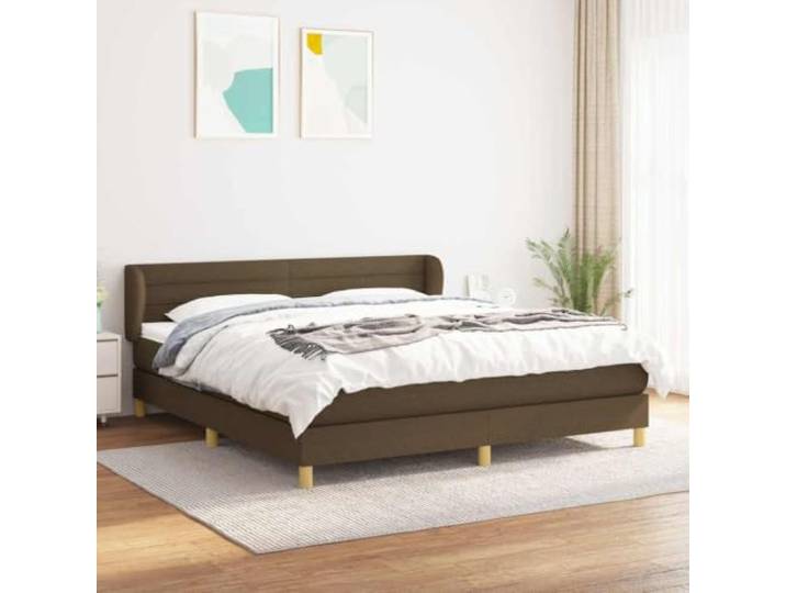 LPERTGFHU Boxspringbett mit Matratze, 180x200 cm, Dunkelbraun, Stoff Inklusive Taschenfederkern, Höhenverstellbares Kopfteil, Hautfreundlicher Topper