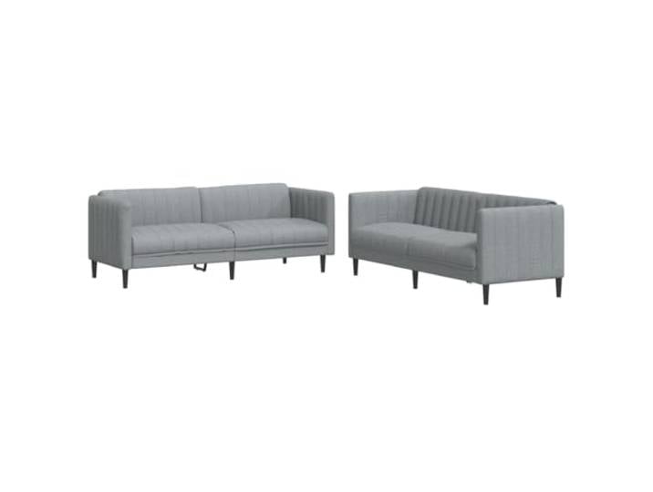 GHVBNMF 2-tlg. Sofagarnitur Hellgrau Stoff Couch Set 2er und 3er Sofa Moderne Polstergarnitur mit atmungsaktivem Stoffbezug und stabilem Holzgestell für Komfort im Wohnzimmer