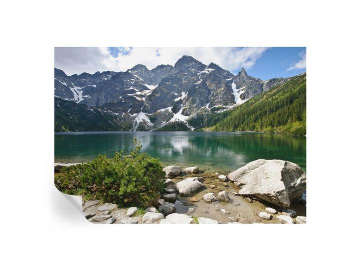 Wallfluent Fototapete 208x146 cm - Bergsee, Grün, 208x146 cm, Tapeten & Wandverkleidungen, Fototapeten
