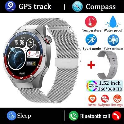Uplifted Finds Smart Watch GPS Motion Trajectory Heart Rate Bluetooth Call Waterproof mesh Belt Silver
