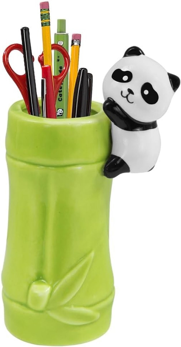 Keramische panda pennenhouder met cartoon design voor bureauaccessoires en make-up borstels