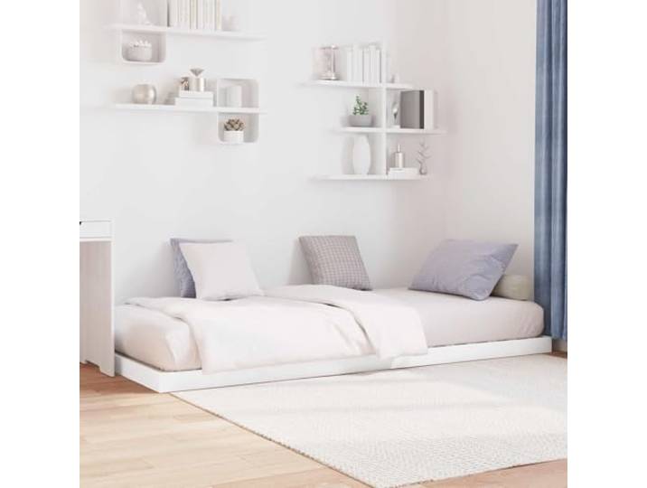 SKTQYQO Bettgestell, weiß, 80 x 200 cm, mehrschichtiges Holz Minimalistisches Design, integrierte Leisten, für Etagenbetten, einfache Montage