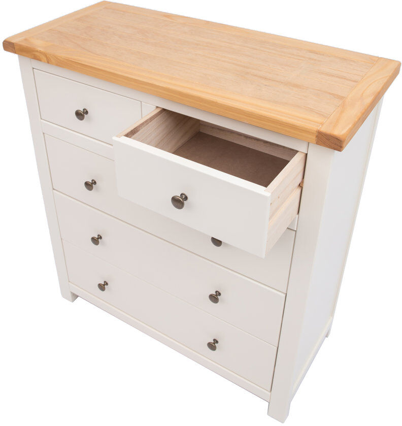 August Grove Nester 90 cm W Chest of 5 Drawers White 95cm H X 90cm W X 40cm D