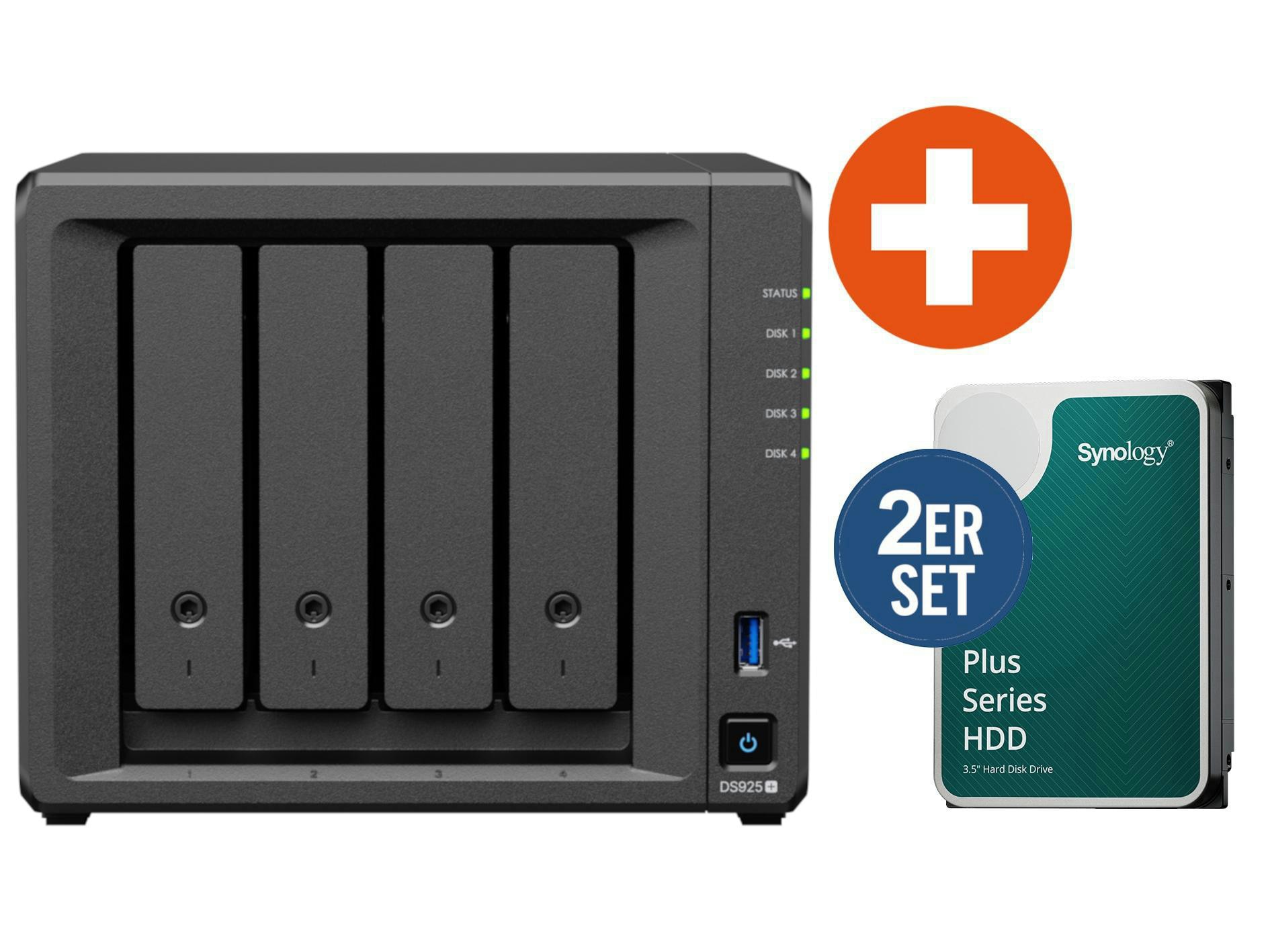 Synology Diskstation DS925+ NAS System 4-Bay 8 TB inkl. 2x 4 TB Synology HDD HAT3300-4T