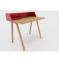 PS 04 Sekretär rubinrot (RAL 3003) Eiche geölt
