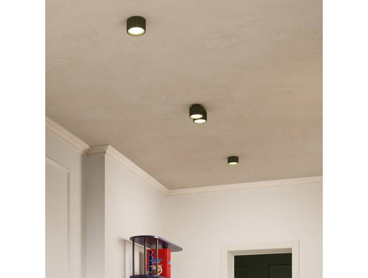 Plafonnier RIBLA, vert olive, Ø 10 cm, métal GX53 - SOLLUX SOLLUX LIGHTING - Salon / séjour - Aluminium - À ampoule unique