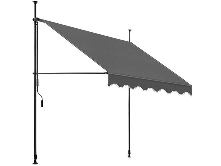 tectake Klemmmarkise MIT Handkurbel, wasserabweisend, schwarz/grau, Schwarz, Grau, Rechteckig, 200x304x180 cm, Sonnenschutz