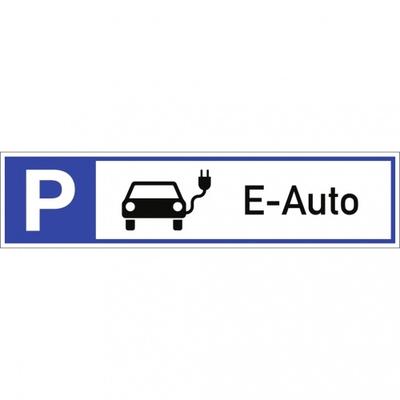 Dreifke® Schild, Parkplatzreservierer E-Auto mit Symbol, Alu, 460x110 mm