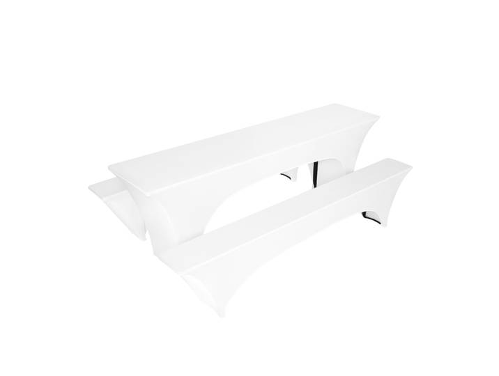 Tischdecke und Sitzbankbezug Set Hussen 220 - 240 x 50 cm 3-teilig weiss