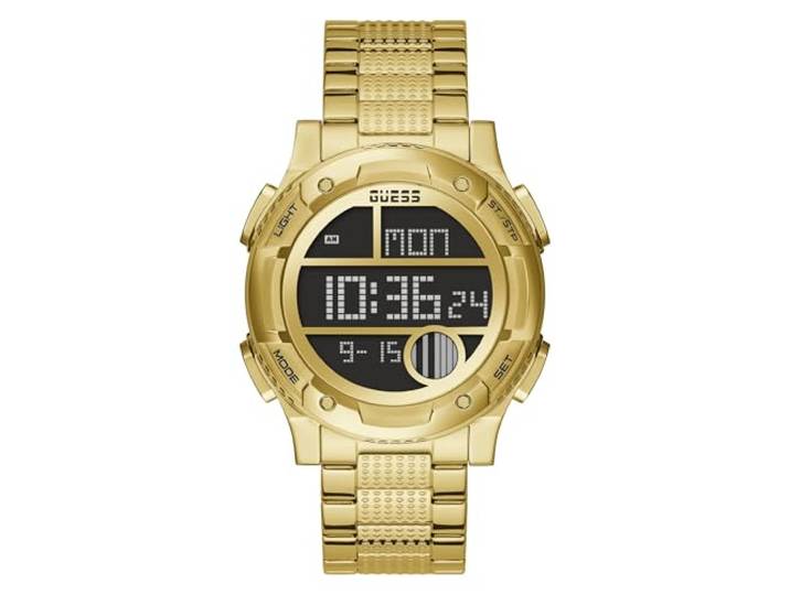 GUESS 45MM Digitaal Siliconen Horloge, Goud-Toon/Zwart, Eén maat, GW0271G2