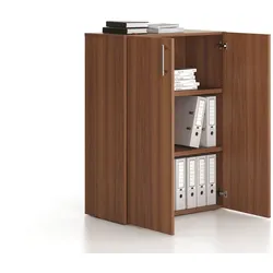 Büroschrank niedrig SOLID 800 x 400 x 1080 mm, Nussbaum