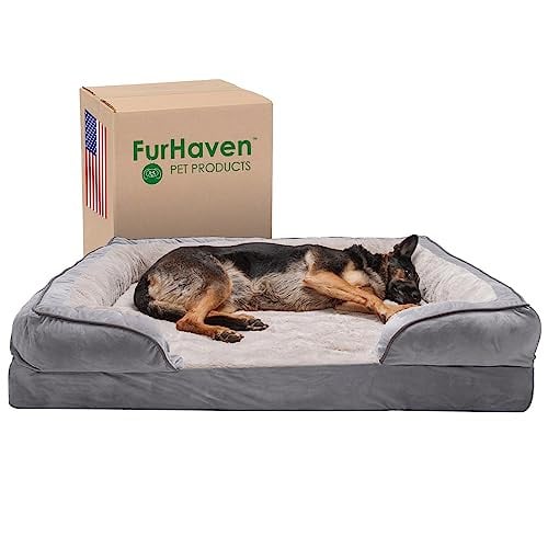 Furhaven Jumbo Plus XXL Hondenbed met Traagschuim en Afneembare Wasbare Hoes - Granietgrijs