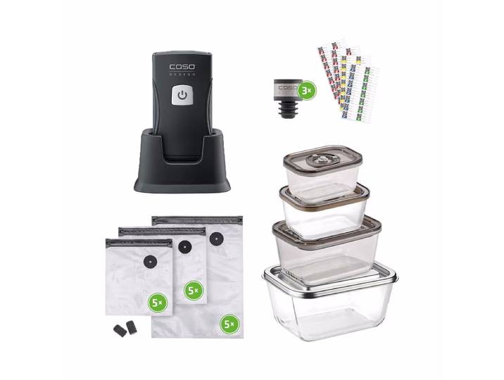 Caso Vacu One Touch Pro Set Profi-Handvakuumierer – Vakuumiergerät – schwarz