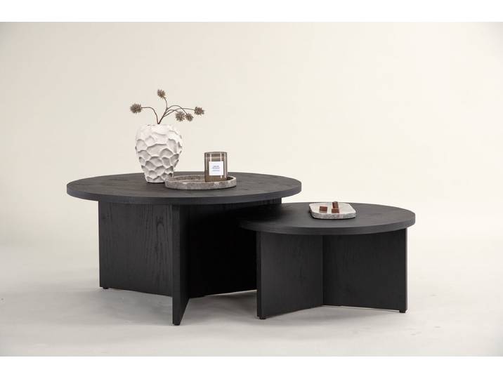 Couchtisch Allan Set - 2 Tische mit Holzoptik - Dunkel - Luxusbetten24