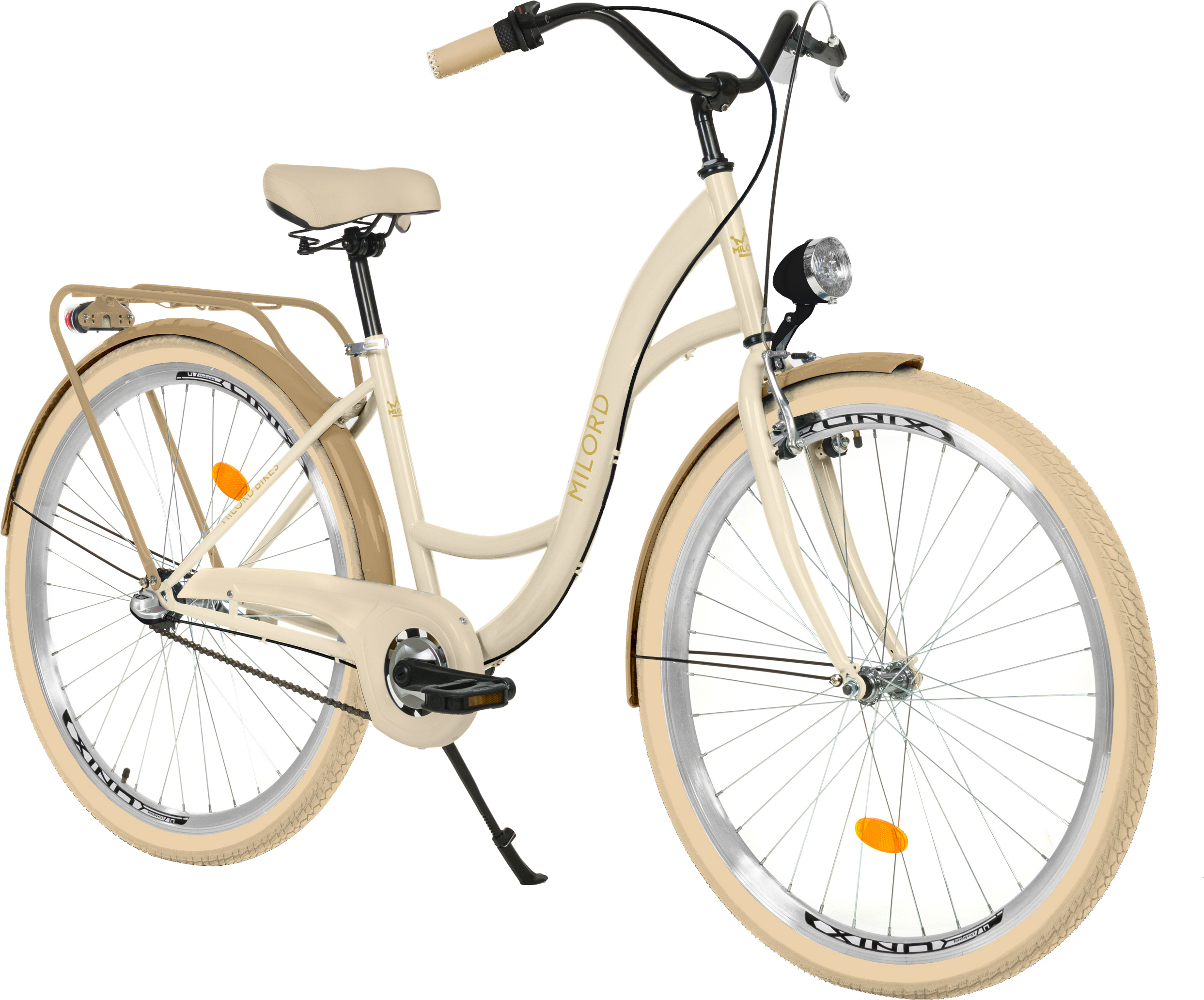 Milord Komfort Fahrrad Citybike Damenfahrrad, 28 Zoll, Creme-Braun, 3 Gang Shimano