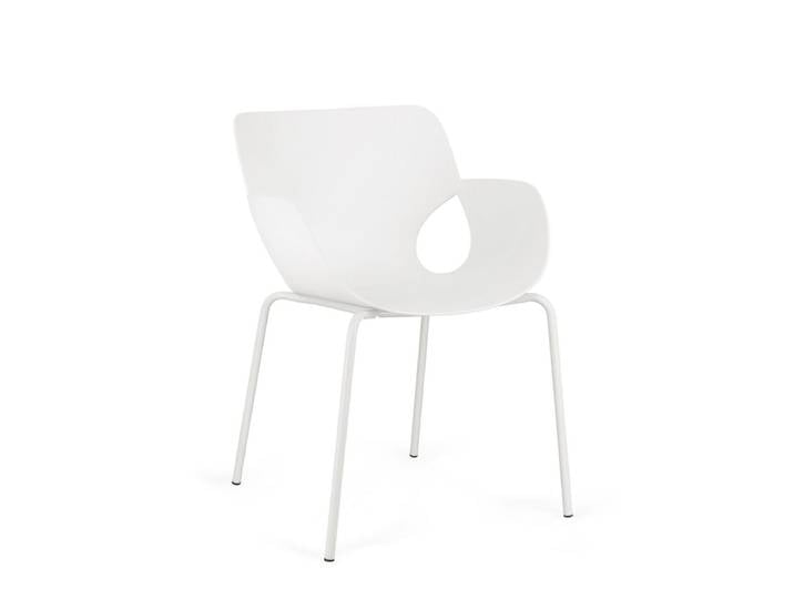 Set 4 chaises acier blanc