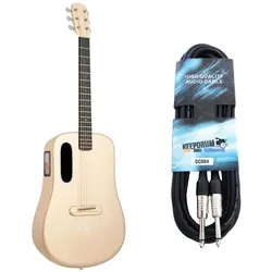 Lava Music Gitarre ME 4 36 Zoll Soft Gold mit Kabel (Akustik Gitarre, Airsonic Kohlefaser-Verbundstoff), Gitarre, Gold