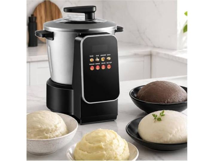 Elektrische Pounded Yam Maschine 900w Antihaft Fufu KüChengeräT Automatisches Kochen Und Stampfen,Antihaftbeschichtete EdelstahlschüSsel,For 5–6 Personen,Klumpenfreies Ergebnis