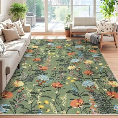Garvee Rustic Wildflower Meadow Area Rug
