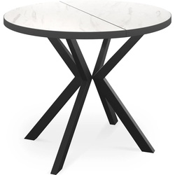 ESSTISCH Vincento runder ausziehbar, Marmor Weiß 100-180/100/76 cm
