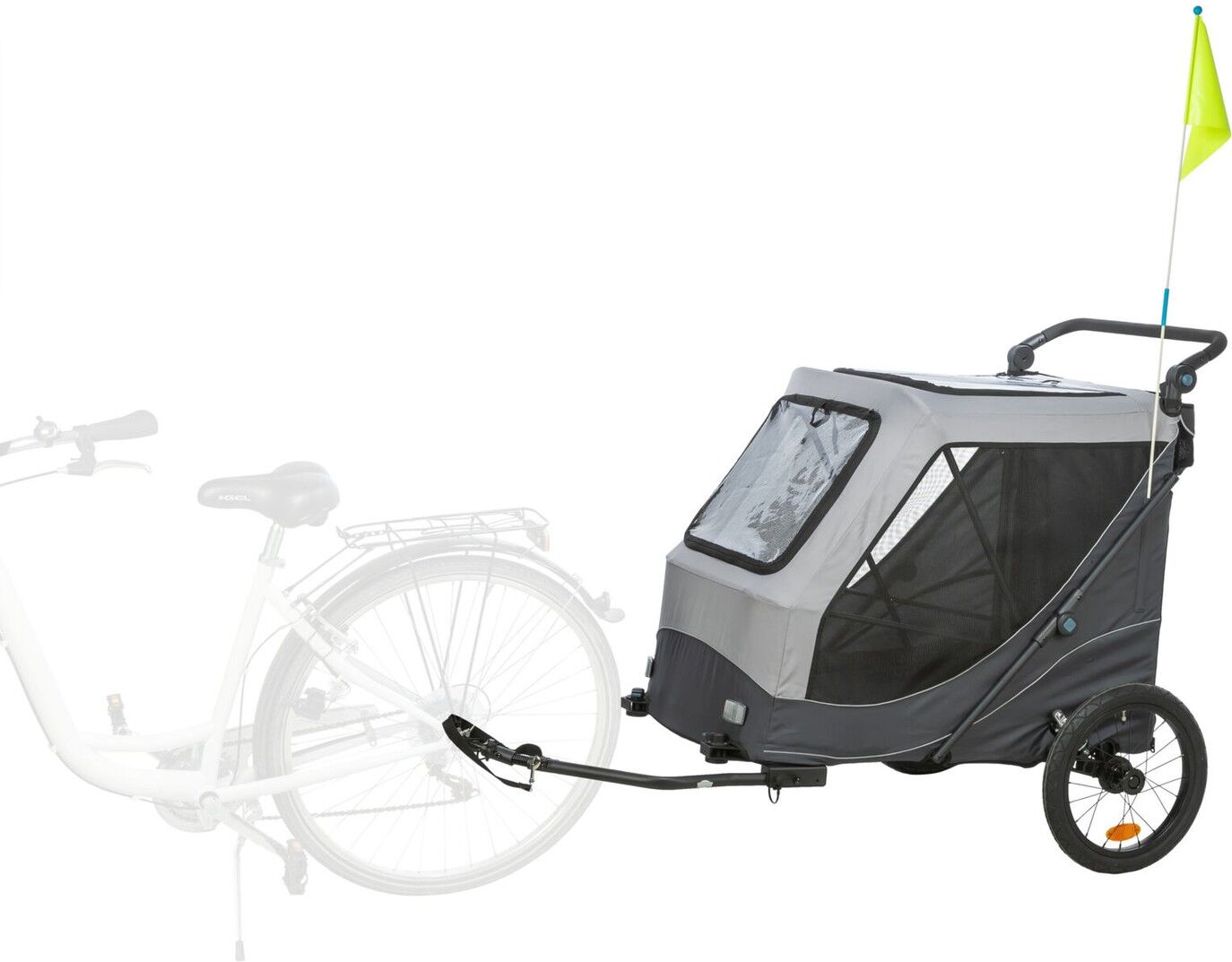 TRIXIE Fahrradanhänger für Hunde, schnell zusammenklappbar, XL