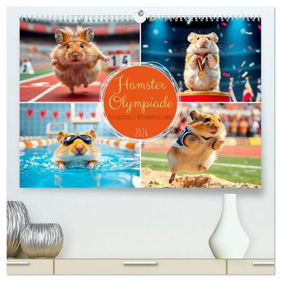 Hamster Olympiade - Der flauschigste Wettkampf des Jahres (hochwertiger Premium Wandkalender 2026 DIN A2 quer), Kunstdruck in Hochglanz