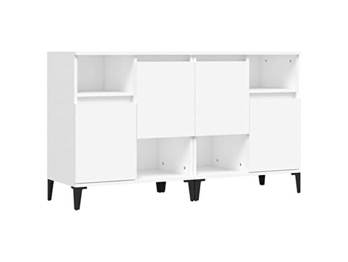 KGFHERENB Sideboard 2er Set Weiß 60x35x70 cm Kommode mit 4 Fächern Vielseitiges Beistellschrank Set für Wohnzimmer und Schlafzimmer mit 4 Fächern für geordnete Aufbewahrung.
