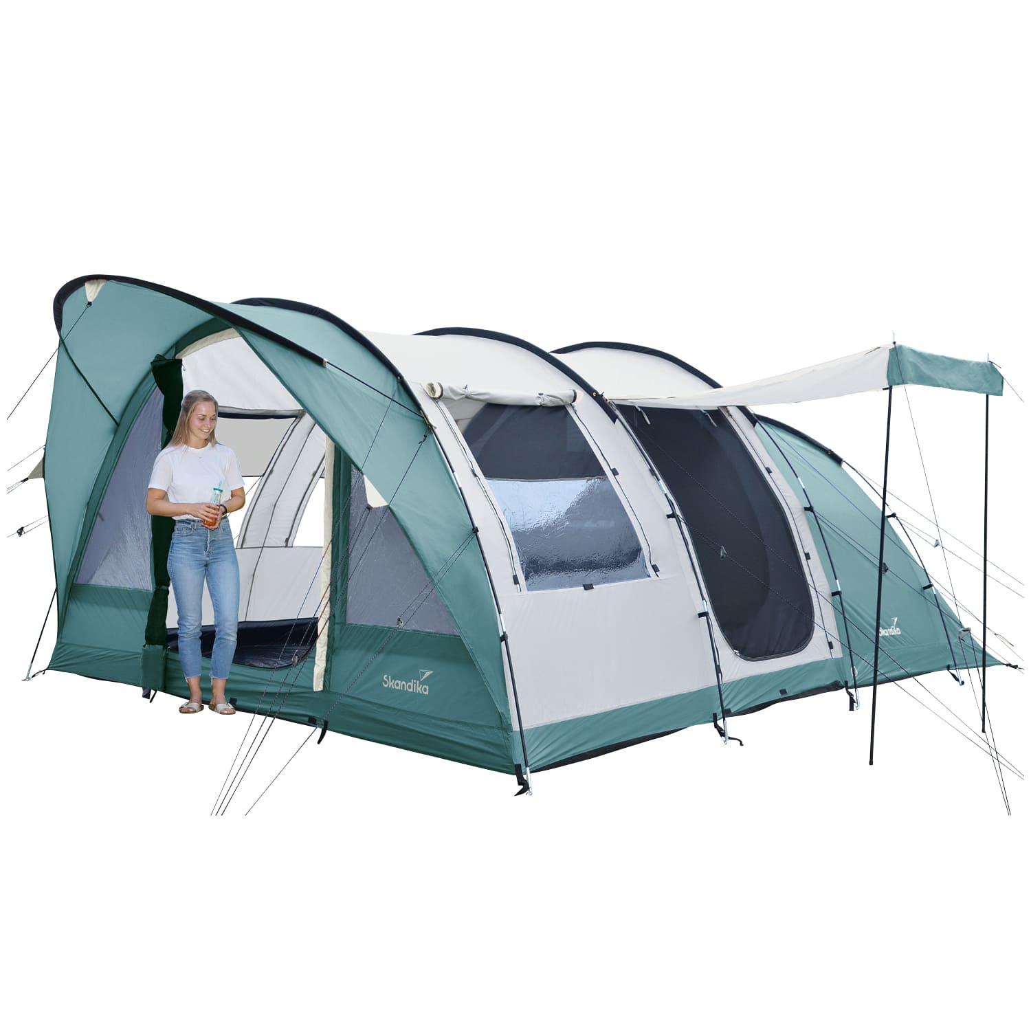 Skandika Tunnelzelt Egersund 5 XL Sleeper Protect | Camping Zelt für 5 Personen, eingenähter Zeltboden, dunkle Schlafkabine, 2 m Stehhöhe, wasserdicht