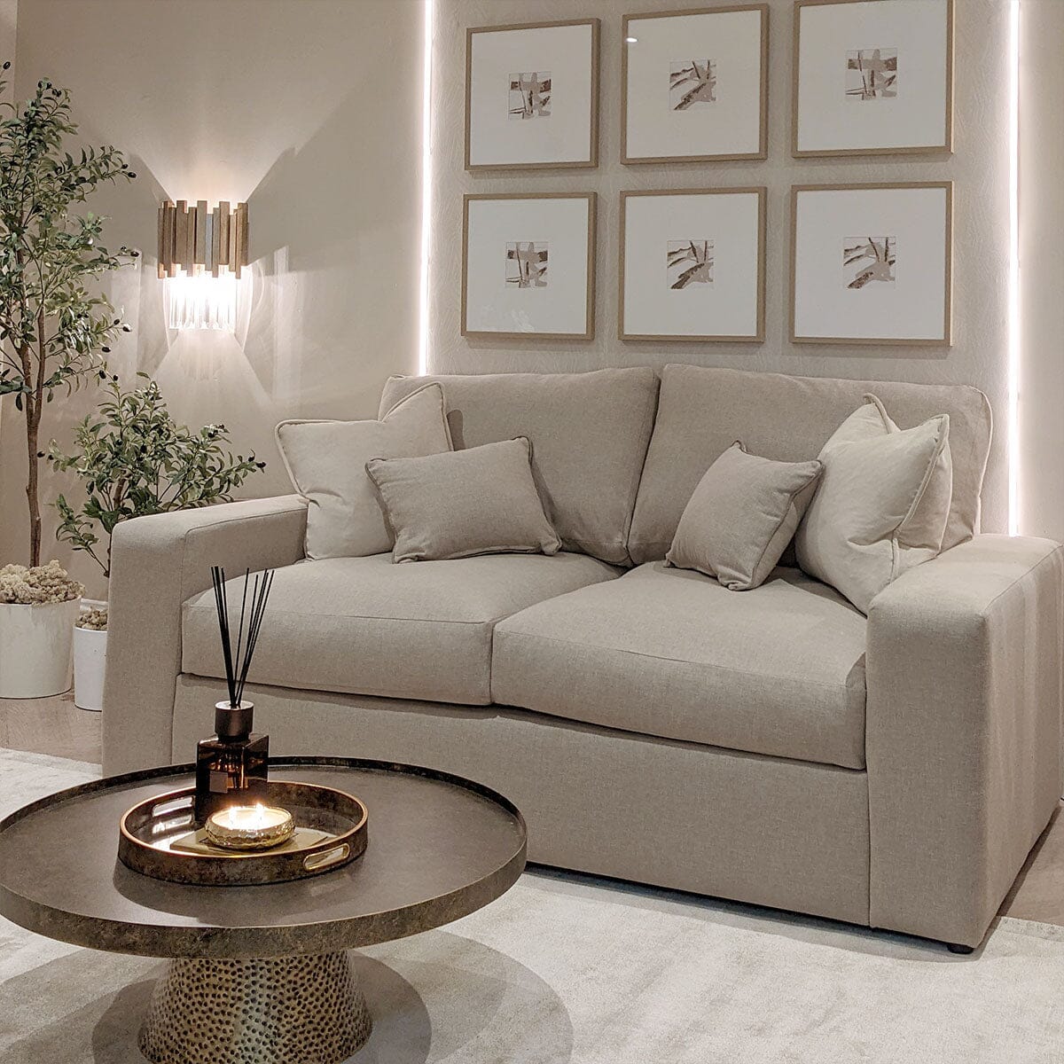 Tribeca Warm Grey Sofa Range, 2 Seater Sofa