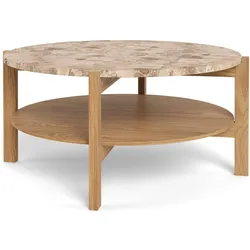 Actona »Dorsett« Couchtisch rund Marmor Latte, Gestell Eiche Ø 80x40 cm / Marmor Latte