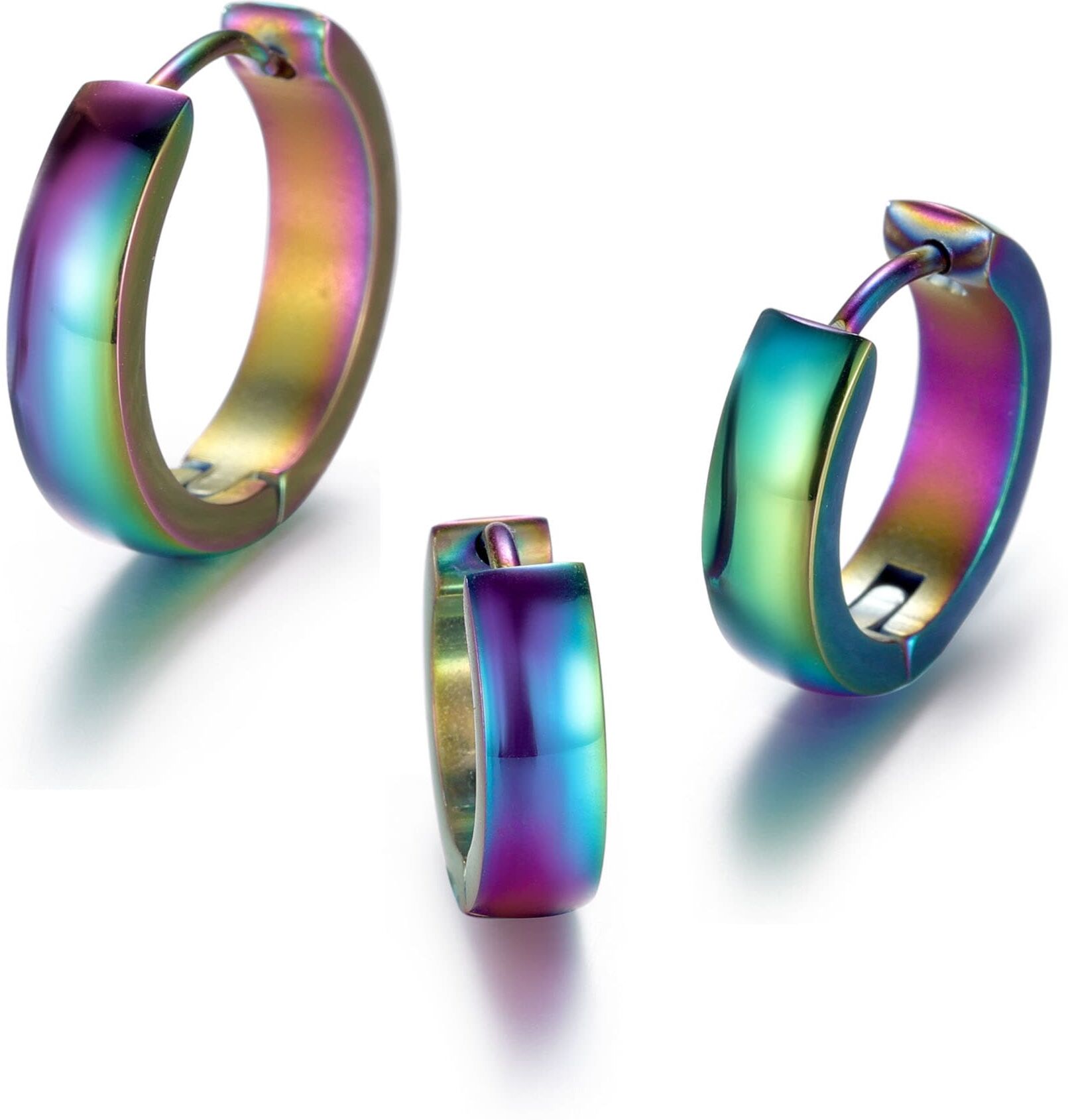 Creolen-Set FIRETTI "Multipack Schmuck Geschenk Ohrschmuck Creolenset Regenbogen", bunt (mehrfarbig), Ohrringe, Damen, Edelstahl, Creolen-Set mehrfarbig Edelstahl