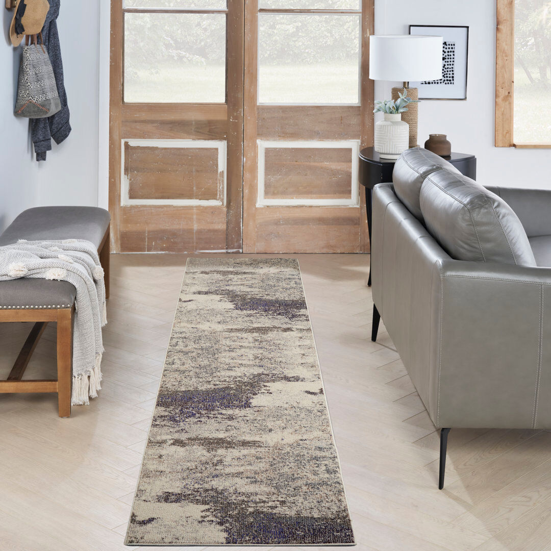 Rio Westford Abstract Area Rug Ivory Runner 66 x 305cm