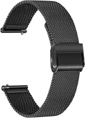 Inspired Living Universal Milanese Watch Band Stainless Steel Mesh Watch Strap With Quick Release (1422mm) black 22mm