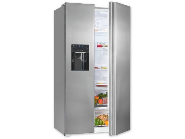 exquisit Side-by-Side SBS520-CF-040E inoxlook, 177 cm hoch, 90 cm breit