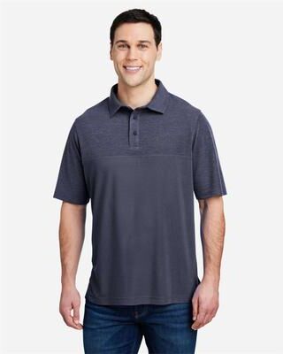 CORE365 CE112C Men's Fusion ChromaSoft Colorblock Polo Shirt in Classic Navy Blue/Classic Blue Heather size Medium   Polyester